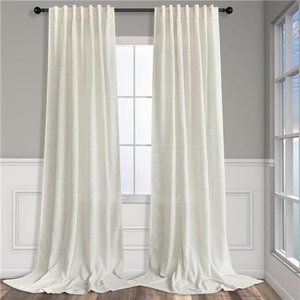 Cream Curtains 96 Inches Long for Living Room 2 Panels Back Tab Loop Pocket Soft